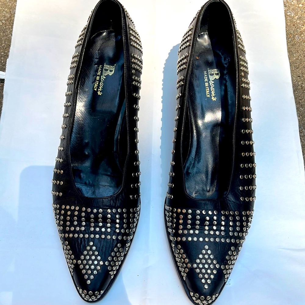 Black Leather studded shoes